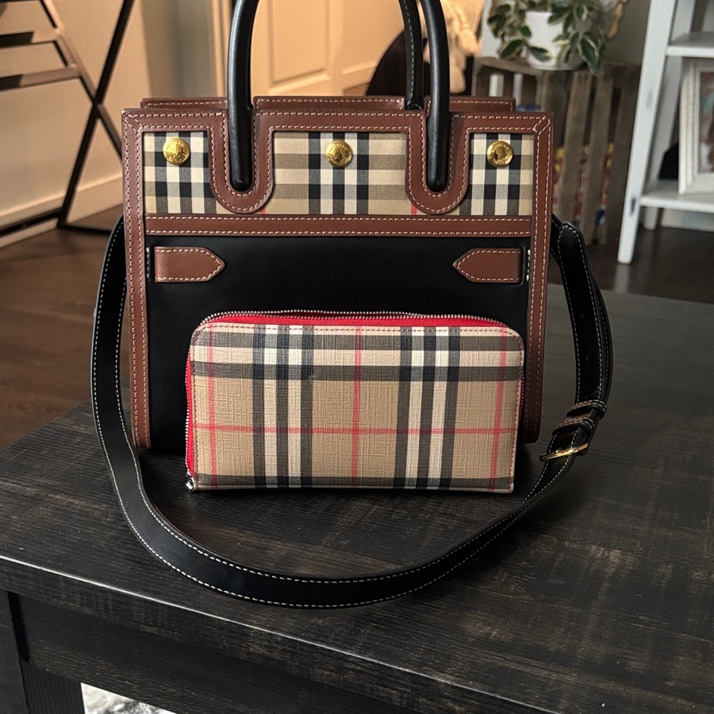 Burberry Black and Brown Checkered Bag